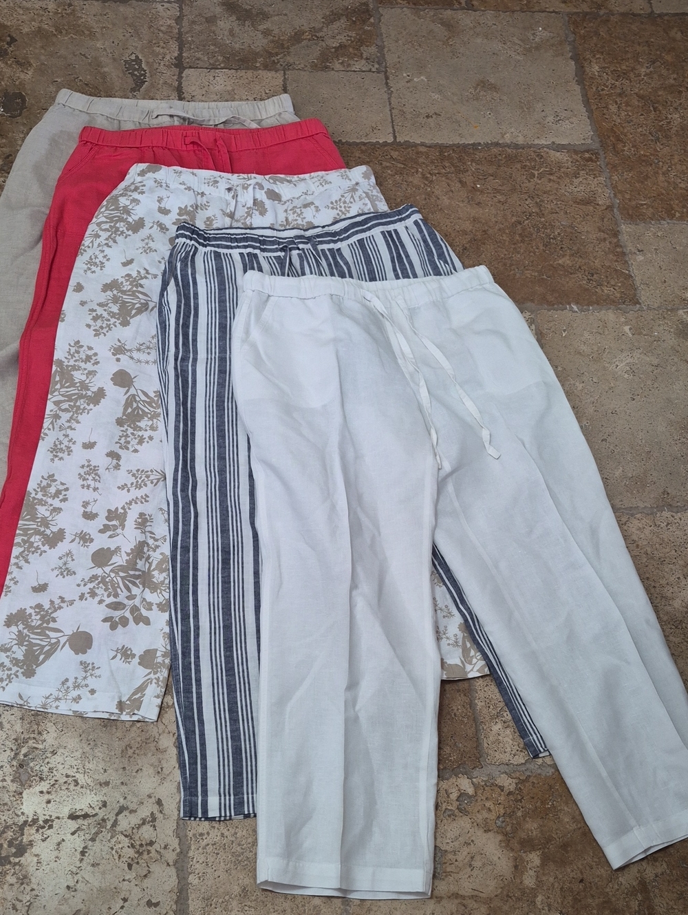 Liz Claiborne WomenPull-On Pants - White, Navy Stripe, Coral, Beige Floral, Tan